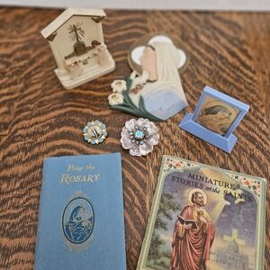 Religious Figurines and Books Set